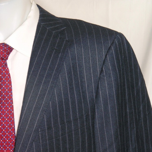 Ermenegildo Zegna Su Misura Heritage Blue Stripe Two Button Suit Jacket 50R